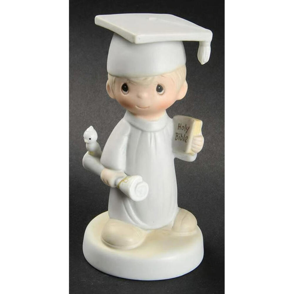 Precious Moments Graduation Boy Figurine 1982 | Diploma Cap Gown Bible Gift HTF